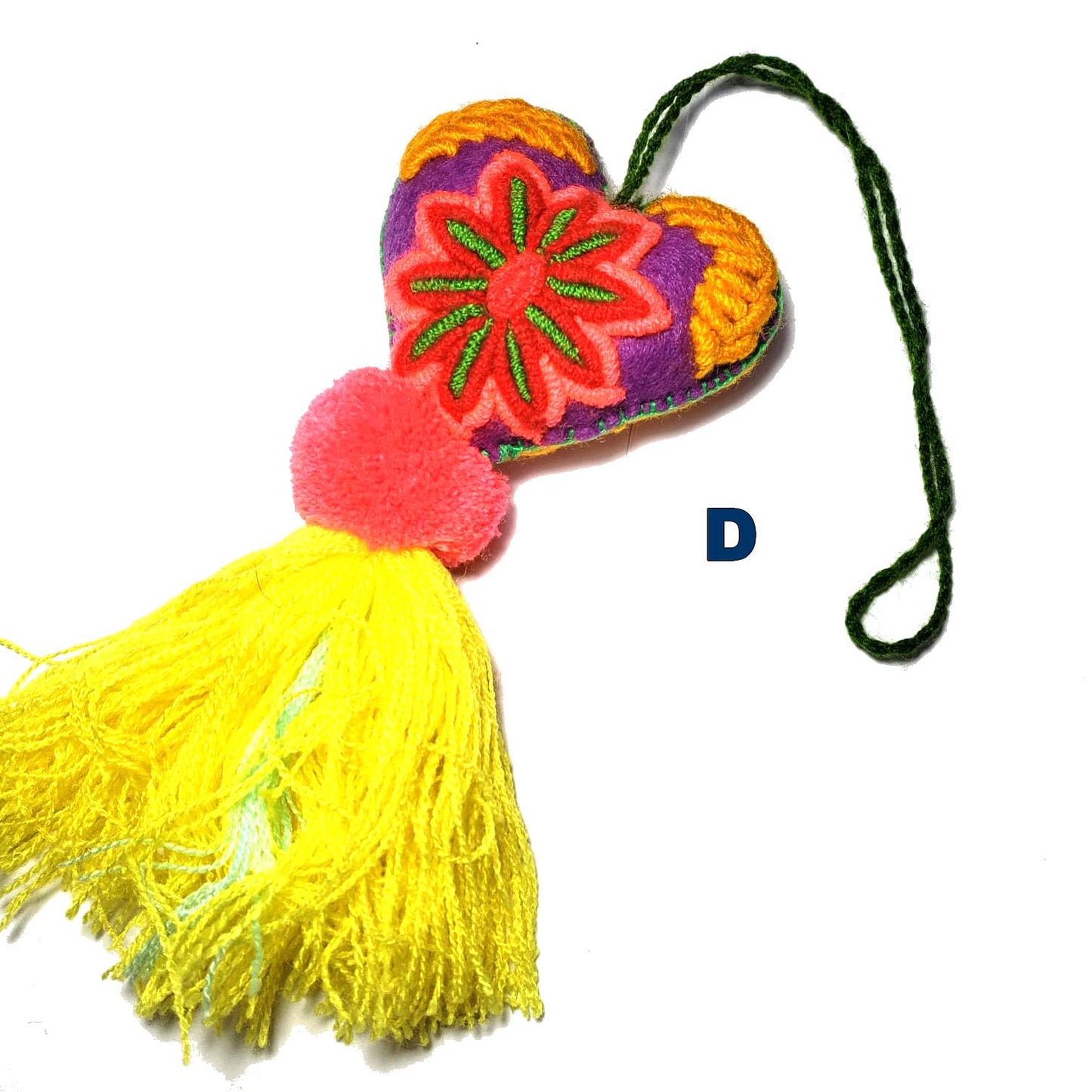 Handmade Wool HEART POM TASSEL Hanging