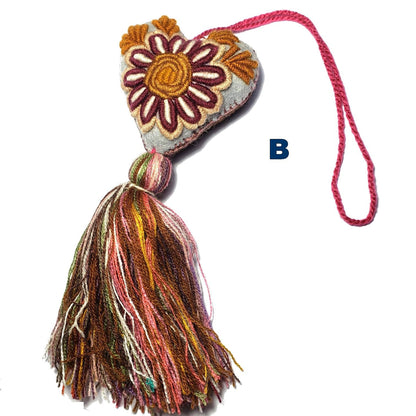 Handmade Wool HEART POM TASSEL Hanging