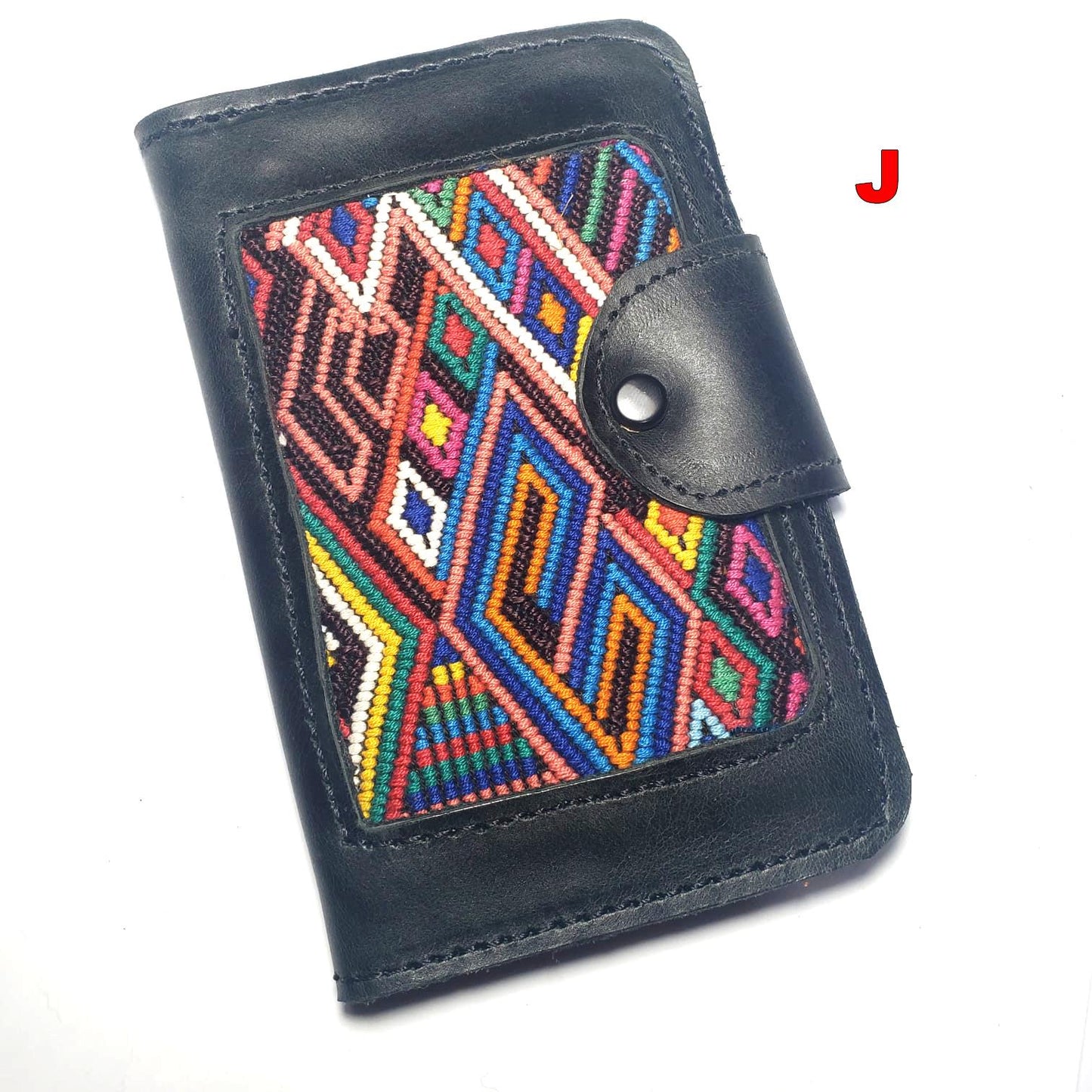 Guatemalan Leather Huipil PASSPORT Case Holder, Gift For Friend
