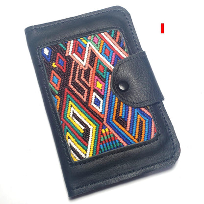 Guatemalan Leather Huipil PASSPORT Case Holder, Gift For Friend