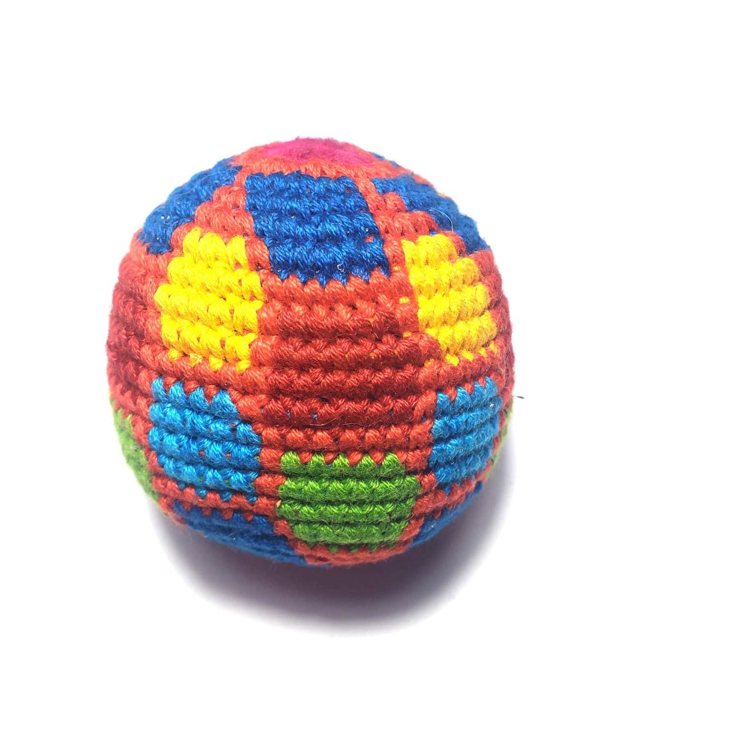 Guatemala Stress Relief Crocheted Cotton Hacky SACKS, Foot Ball Pattern JUGGLING BALLS 95% Filled