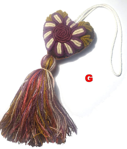 Handmade Wool HEART POM TASSEL Hanging