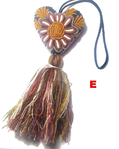 Handmade Wool HEART POM TASSEL Hanging