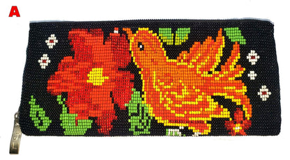 Handmade Rectangle Zippered ARTISTICALLY Made Beaded WALLET PURSE