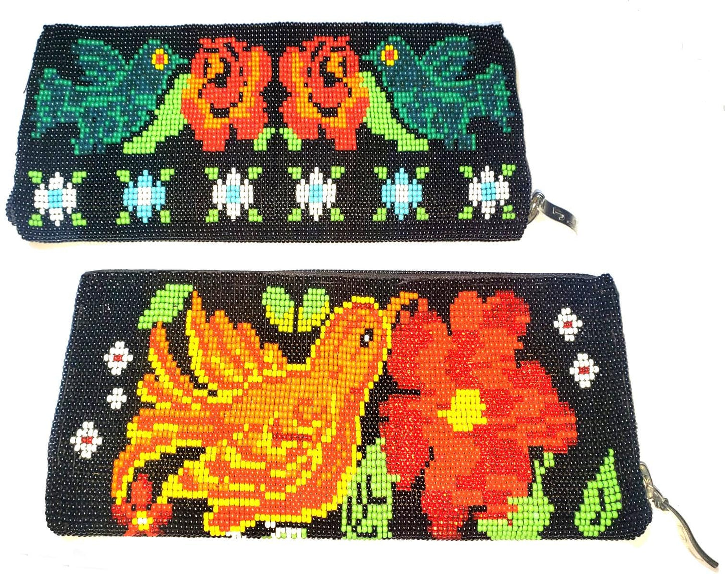 Handmade Rectangle Zippered ARTISTICALLY Made Beaded WALLET PURSE
