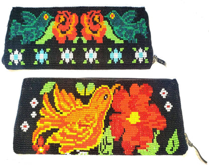 Handmade Rectangle Zippered ARTISTICALLY Made Beaded WALLET PURSE