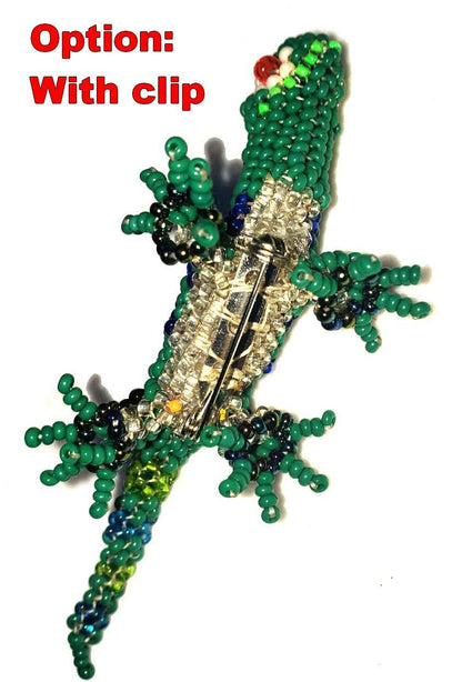 Beaded Lizard Ornament: Czech Glass Beads, Handmade Guatemalan Gift