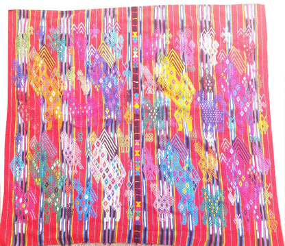 Guatemalan HORSES and EAGLES TSUTE, Red Tablecloth, Chichicastenango Throw