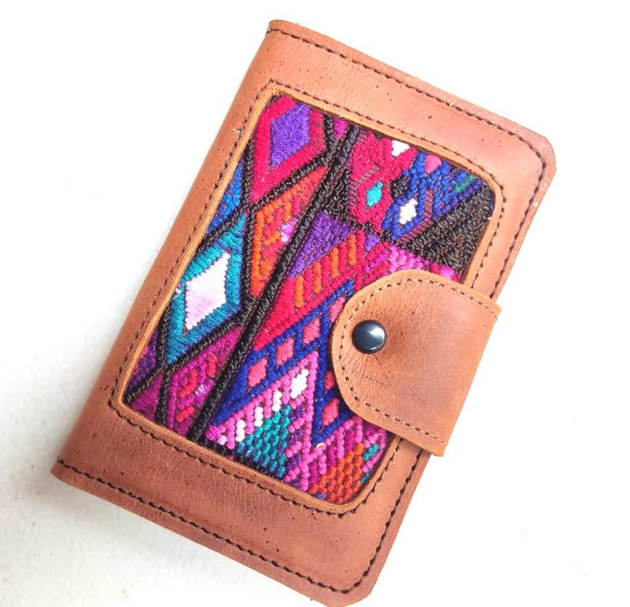 Guatemalan Leather Huipil PASSPORT Case Holder, Gift For Friend