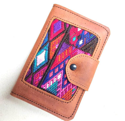 Guatemalan Leather Huipil PASSPORT Case Holder, Gift For Friend