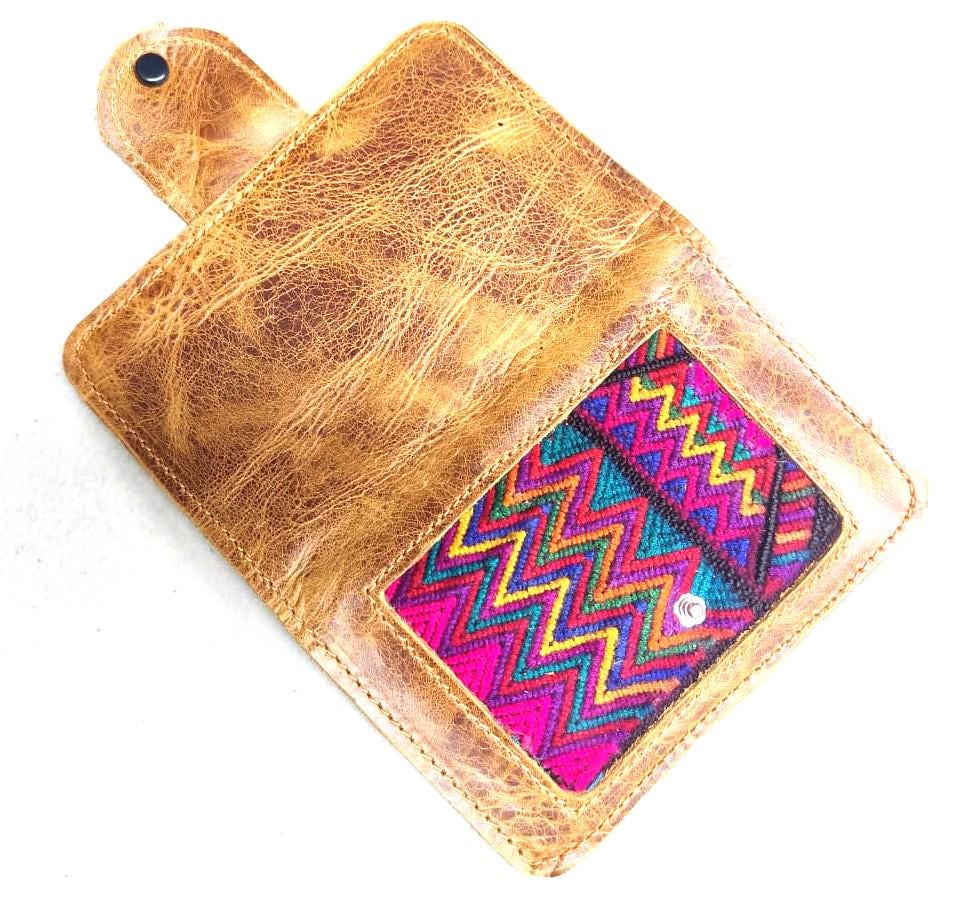 Guatemalan Leather Huipil PASSPORT Case Holder, Gift For Friend