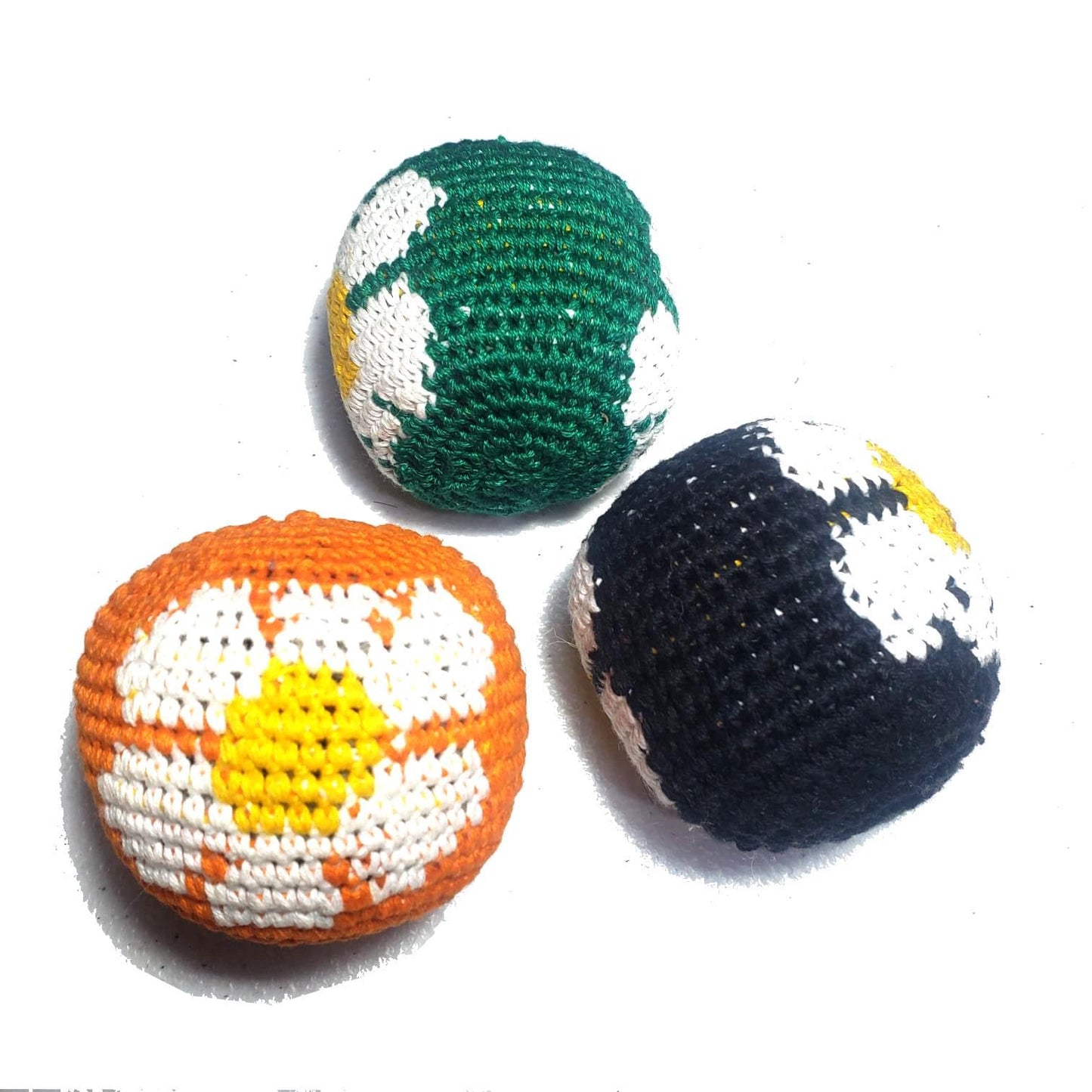 Guatemala Stress Relief Crocheted Cotton Hacky SACKS, Floral JUGGLING BALLS
