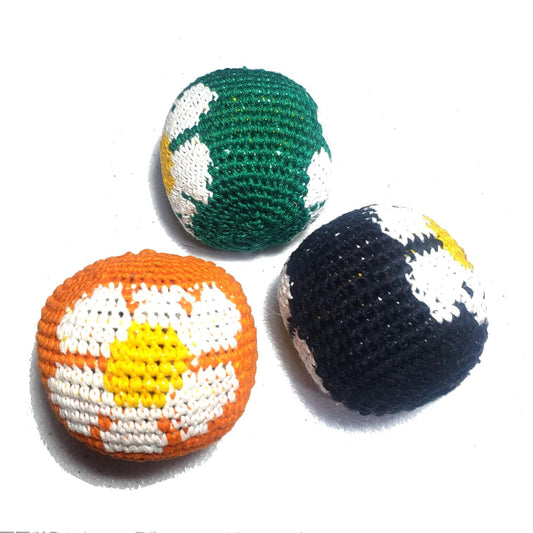 Guatemala Stress Relief Crocheted Cotton Hacky SACKS, Floral JUGGLING BALLS