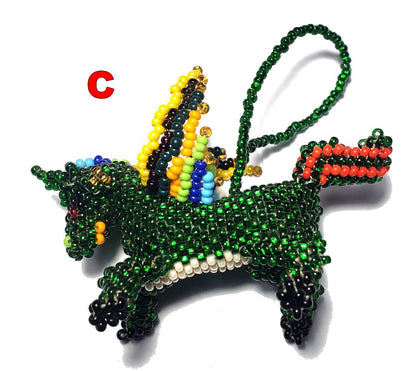 BEADED UNICORN Hanging ORNAMENT Gift For Animal Lovers - Czech Glass Seed Beads And Nylon Thread