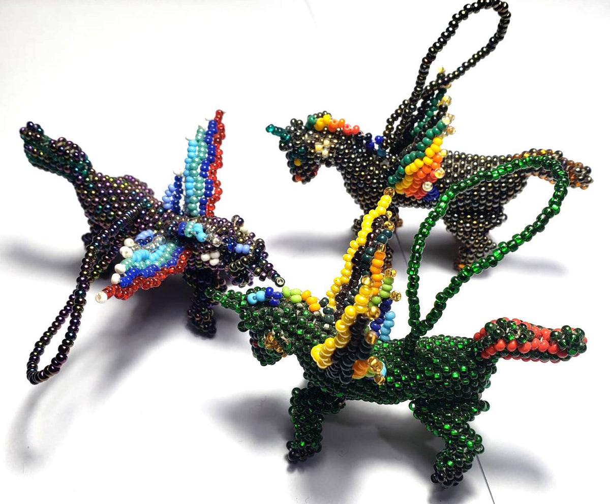 Beaded Unicorn Ornament: Czech Glass Beads, Handmade Guatemalan Gift