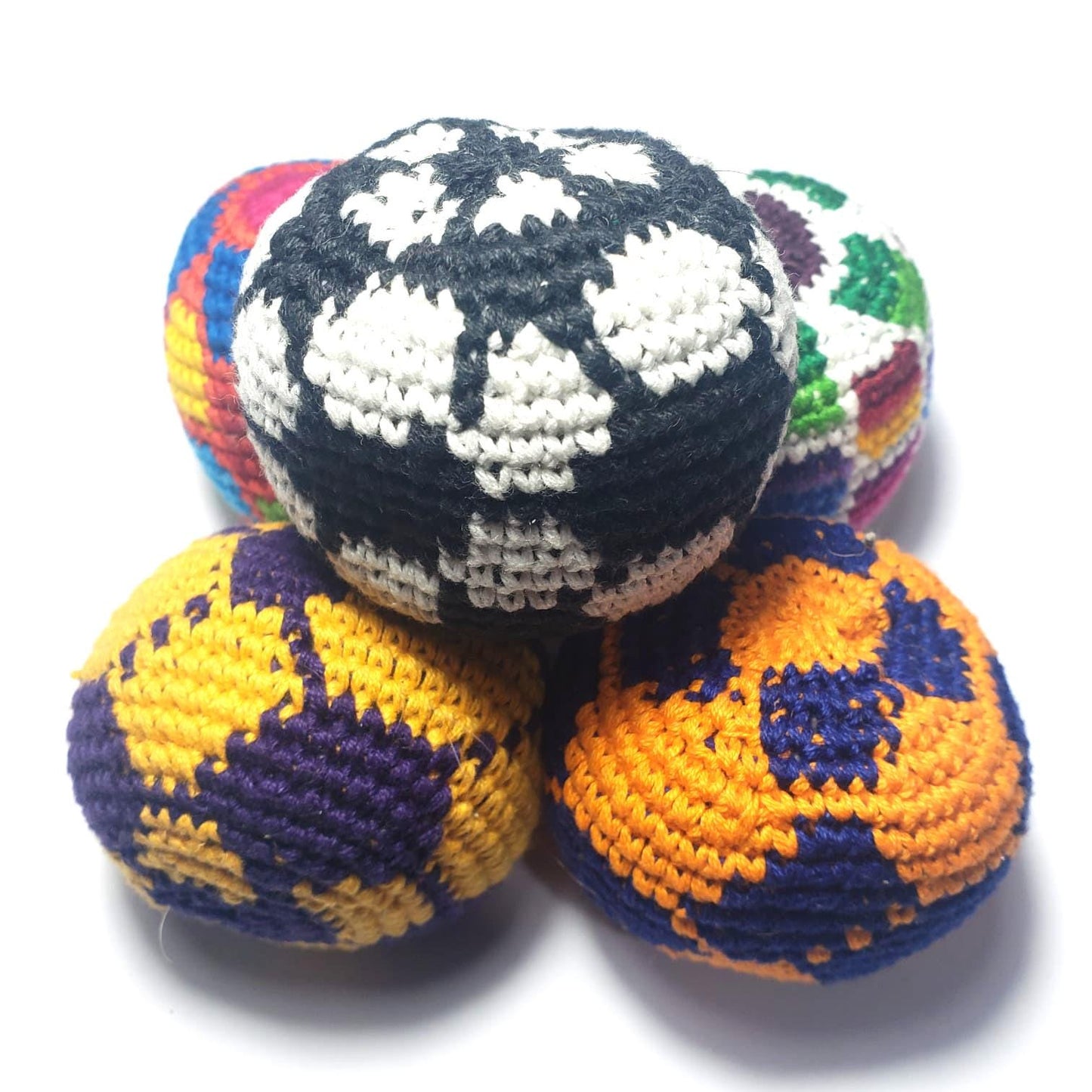 Guatemala Stress Relief Crocheted Cotton Hacky SACKS, Foot Ball JUGGLING BALLS
