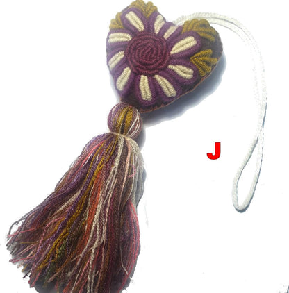 Handmade Wool HEART POM TASSEL Hanging