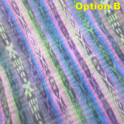 Guatemalan Unique Vintage Ikat Cotton fabric per yard- Hand Woven Ethnic Textile - 700
