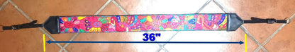 Guatemalan Handmade Adjustable Leather Embroidered Floral CAMERA STRAP