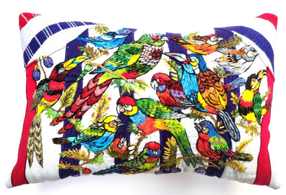 MINI Guatemala Hand Embroidery -Peacock Family- Pillow Cushion 8x8 - INSERT INCLUDED