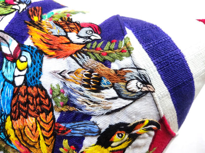 MINI Guatemala Hand Embroidery -Peacock Family- Pillow Cushion 8x8 - INSERT INCLUDED