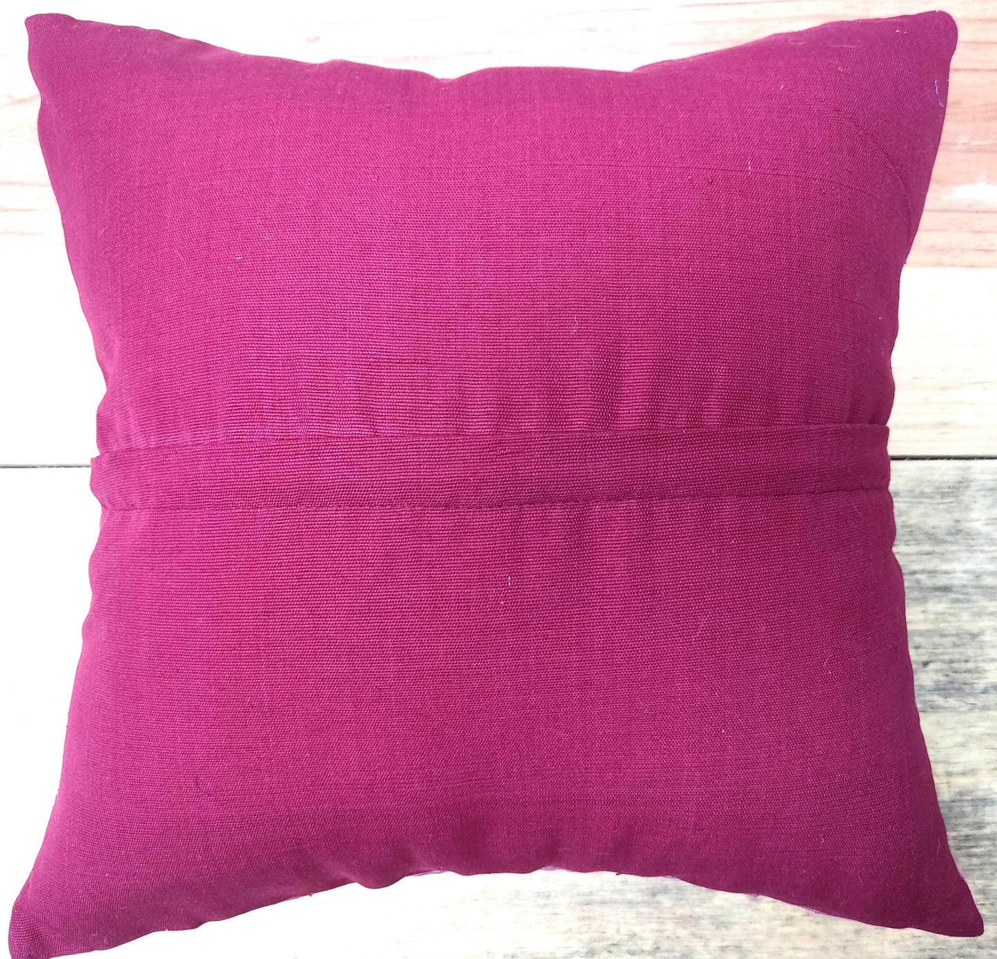 MINI Guatemala Hand Weaved Pillow, MONKEY and Horses Weaved Cushion 16x16, Burgundy NAHUALA Pillow Case