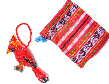 Beaded Cardinal Ornament: Czech Glass Bird Lover Gift