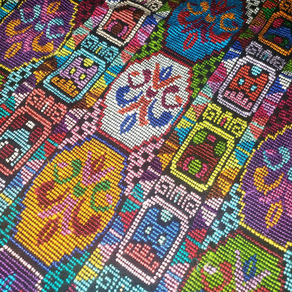 Handmade Guatemala Cotton Fabric: ZUNIL Corte, Mayan STONES Pattern Textil, Fabric Per Yard