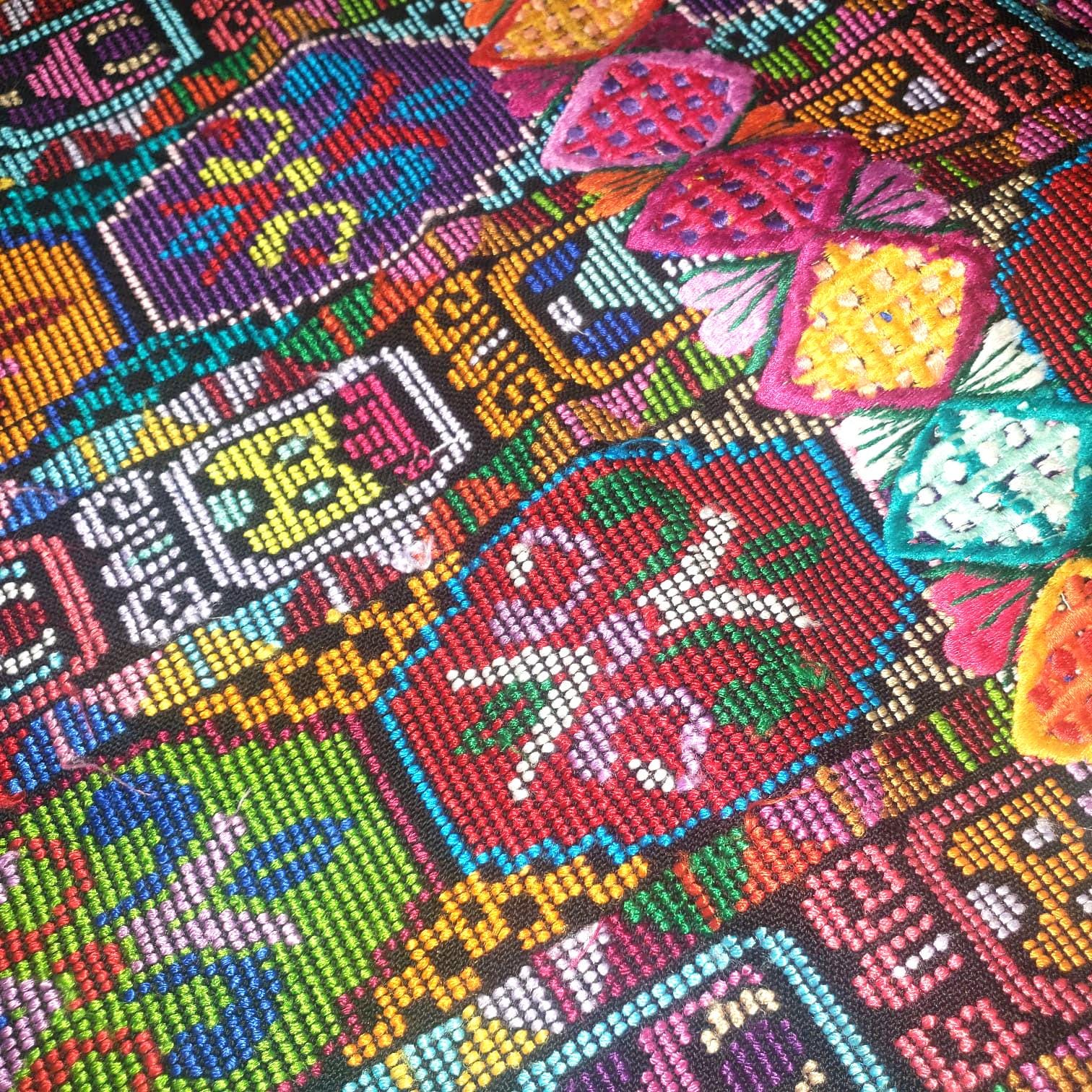 Handmade Guatemala Cotton Fabric: ZUNIL Corte, Mayan STONES Pattern Textil, Fabric Per Yard