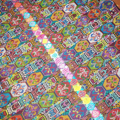 Handmade Guatemala Cotton Fabric: ZUNIL Corte, Mayan STONES Pattern Textil, Fabric Per Yard