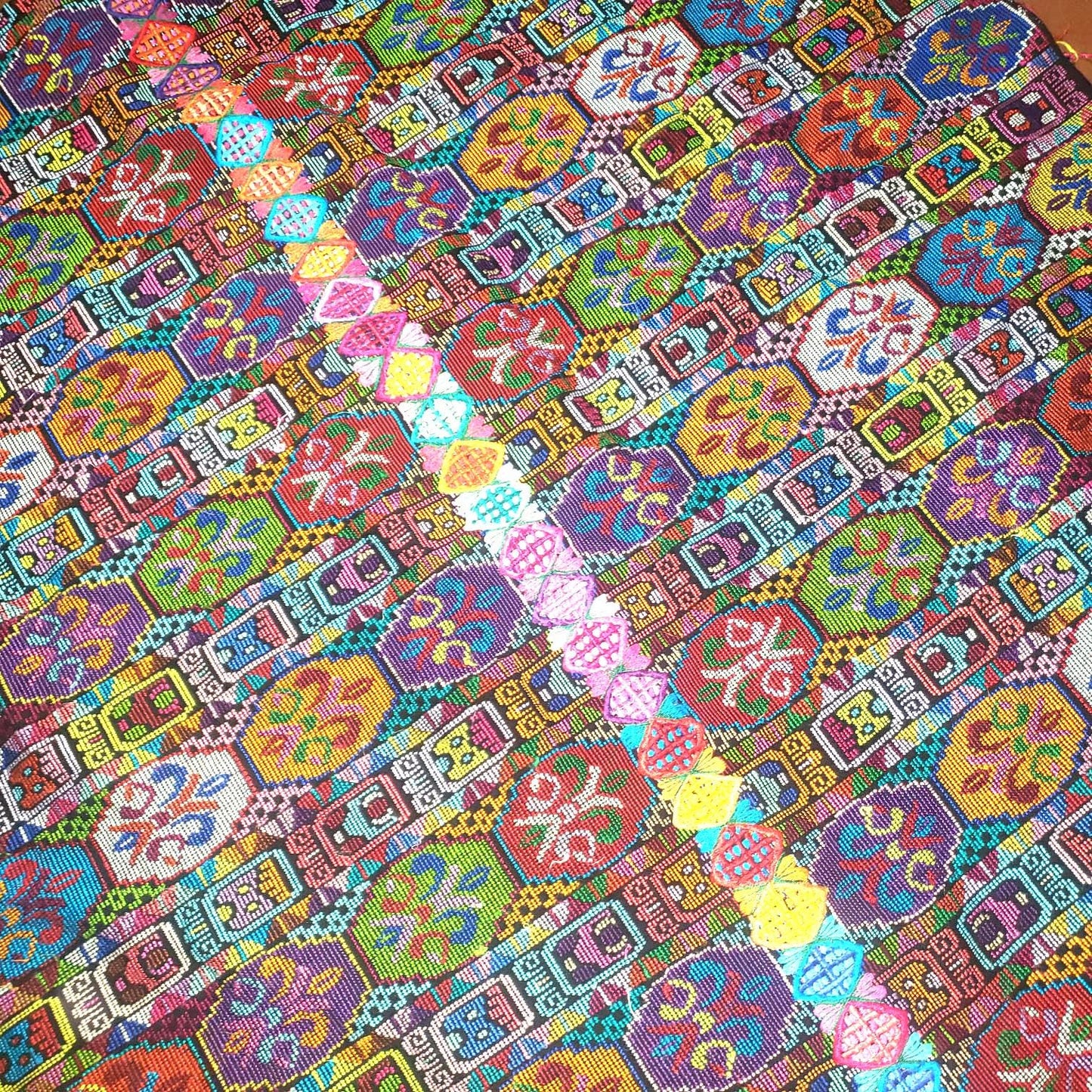 Handmade Guatemala Cotton Fabric: ZUNIL Corte, Mayan STONES Pattern Textil, Fabric Per Yard