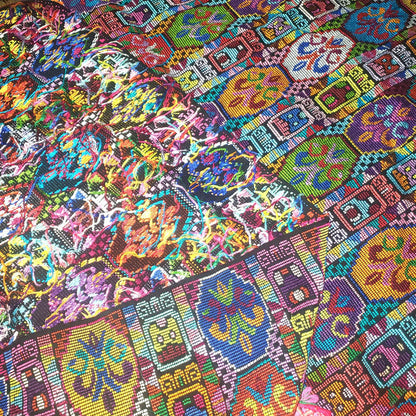 Handmade Guatemala Cotton Fabric: ZUNIL Corte, Mayan STONES Pattern Textil, Fabric Per Yard