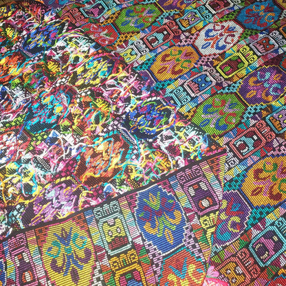 Handmade Guatemala Cotton Fabric: ZUNIL Corte, Mayan STONES Pattern Textil, Fabric Per Yard