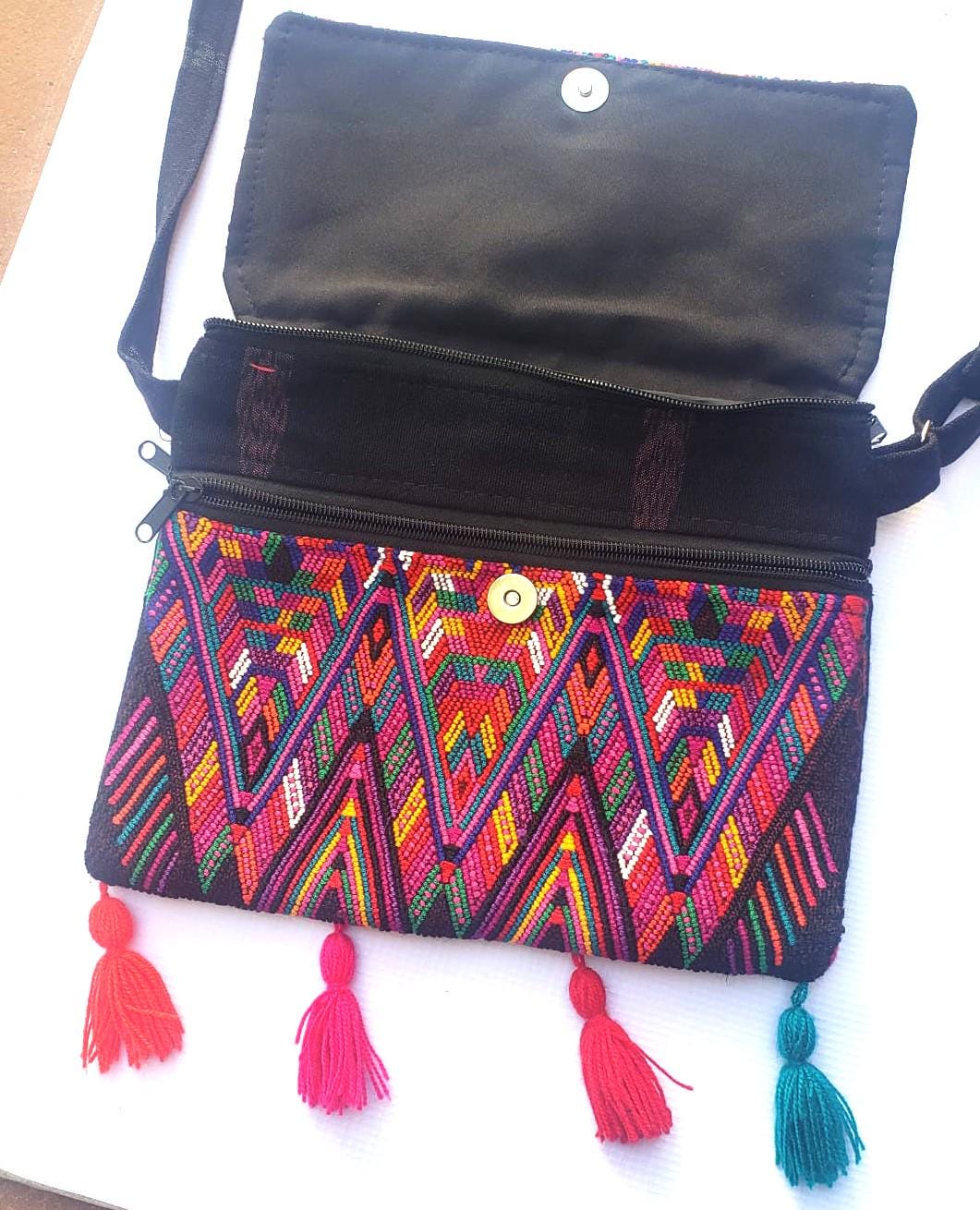 Guatemalan Huipil Crossbody PURSE, Handcrafted Upcycled Traditional Fabric, CHICHICASTENANGO Purse