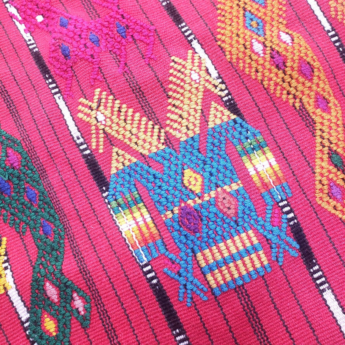 Vintage Guatemalan Red HORSES and EAGLES TSUTE - Chichicastenango Tablecloth - Throw