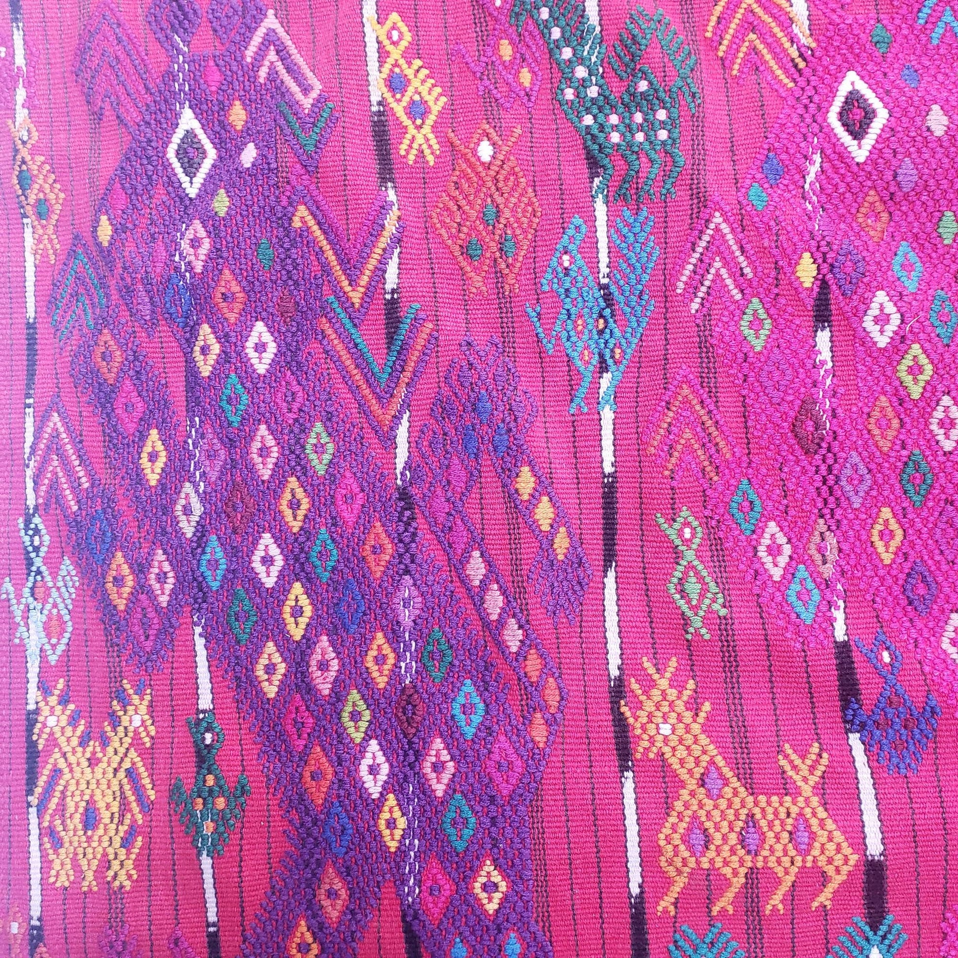 Vintage Guatemalan Red HORSES and EAGLES TSUTE - Chichicastenango Tablecloth - Throw