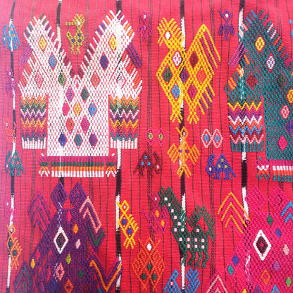 Vintage Guatemalan Red HORSES and EAGLES TSUTE - Chichicastenango Tablecloth - Throw