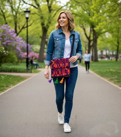 Guatemalan Huipil Crossbody PURSE, Handcrafted Upcycled Traditional Fabric, CHICHICASTENANGO Purse