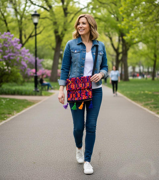 Guatemalan Huipil Crossbody PURSE, Handcrafted Upcycled Traditional Fabric, CHICHICASTENANGO Purse