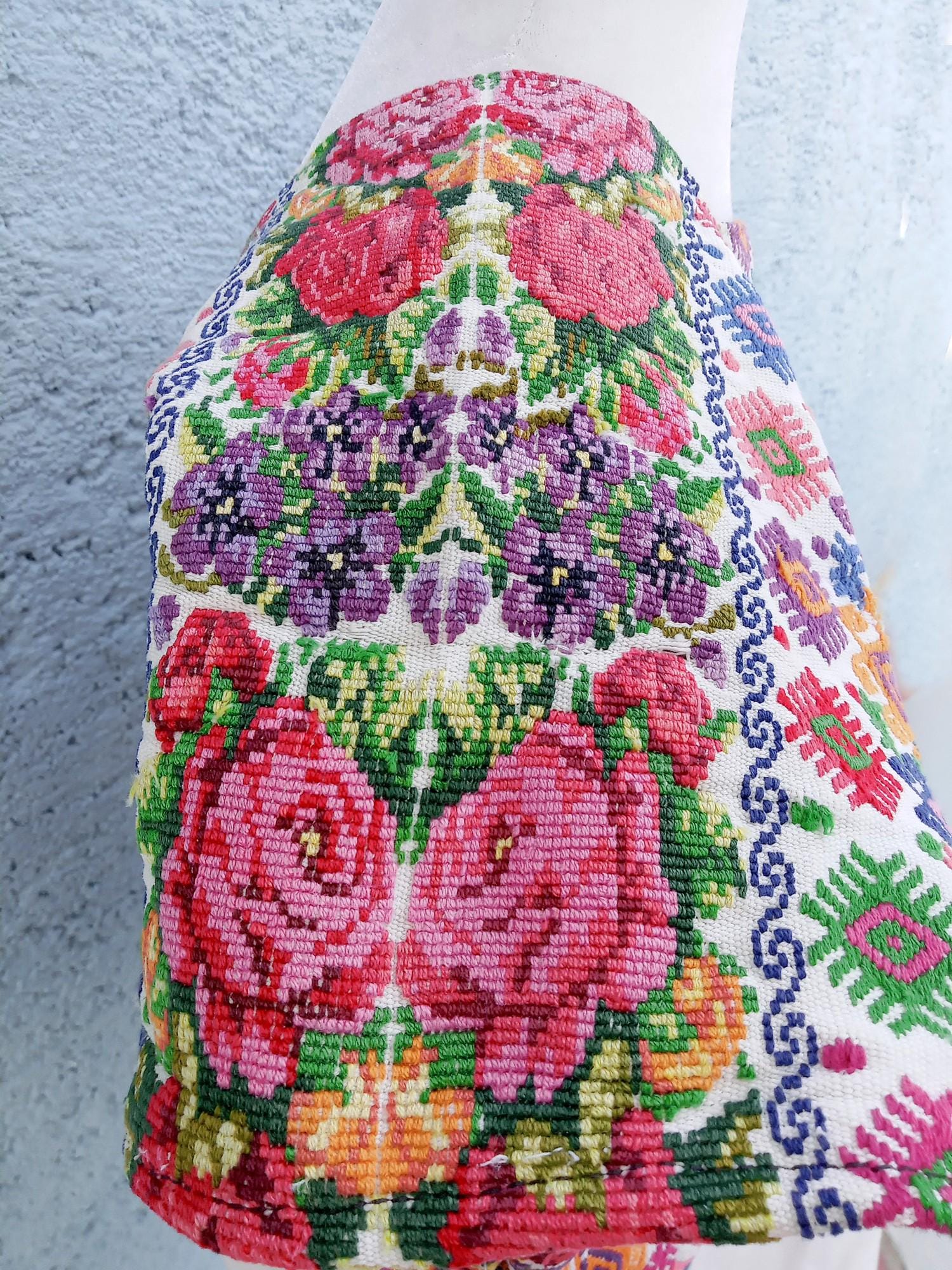 Unique Handmade Weaved WHITE Cotton Huipil, "Mayan Floral and BIRDS" Style, TECPAN Tunique