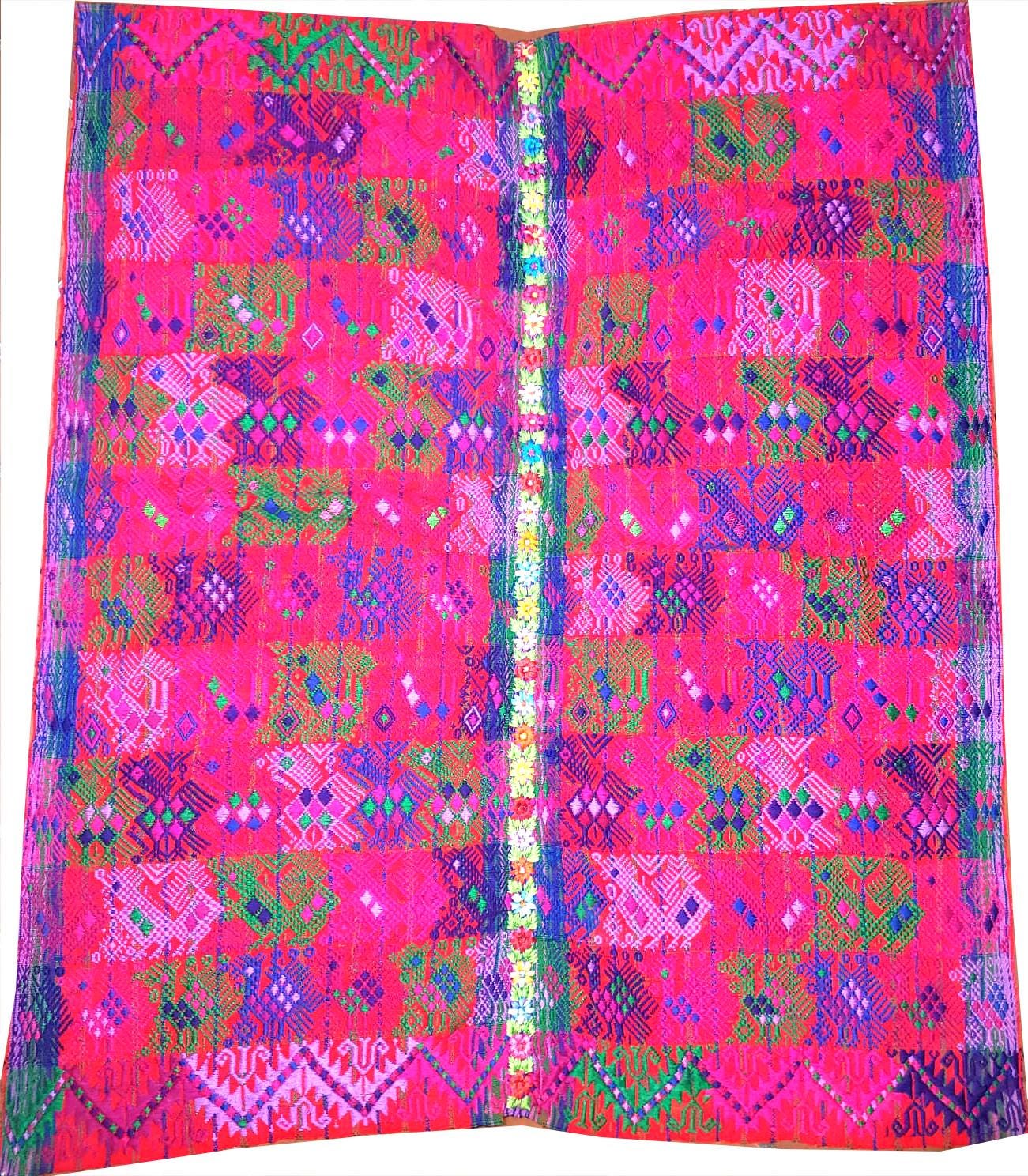 Guatemalan Purple ROOSTERS TSUTE- Tablecloth - Throw -Santo Domingo Xenacoj