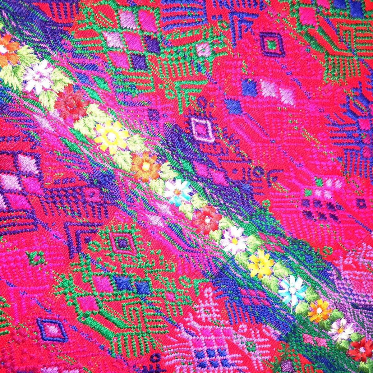 Guatemalan Purple ROOSTERS TSUTE- Tablecloth - Throw -Santo Domingo Xenacoj