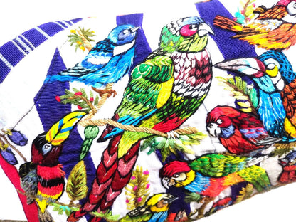 MINI Guatemala Hand Embroidery -Peacock Family- Pillow Cushion 8x8 - INSERT INCLUDED
