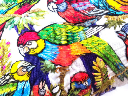 MINI Guatemala Hand Embroidery -Peacock Family- Pillow Cushion 8x8 - INSERT INCLUDED