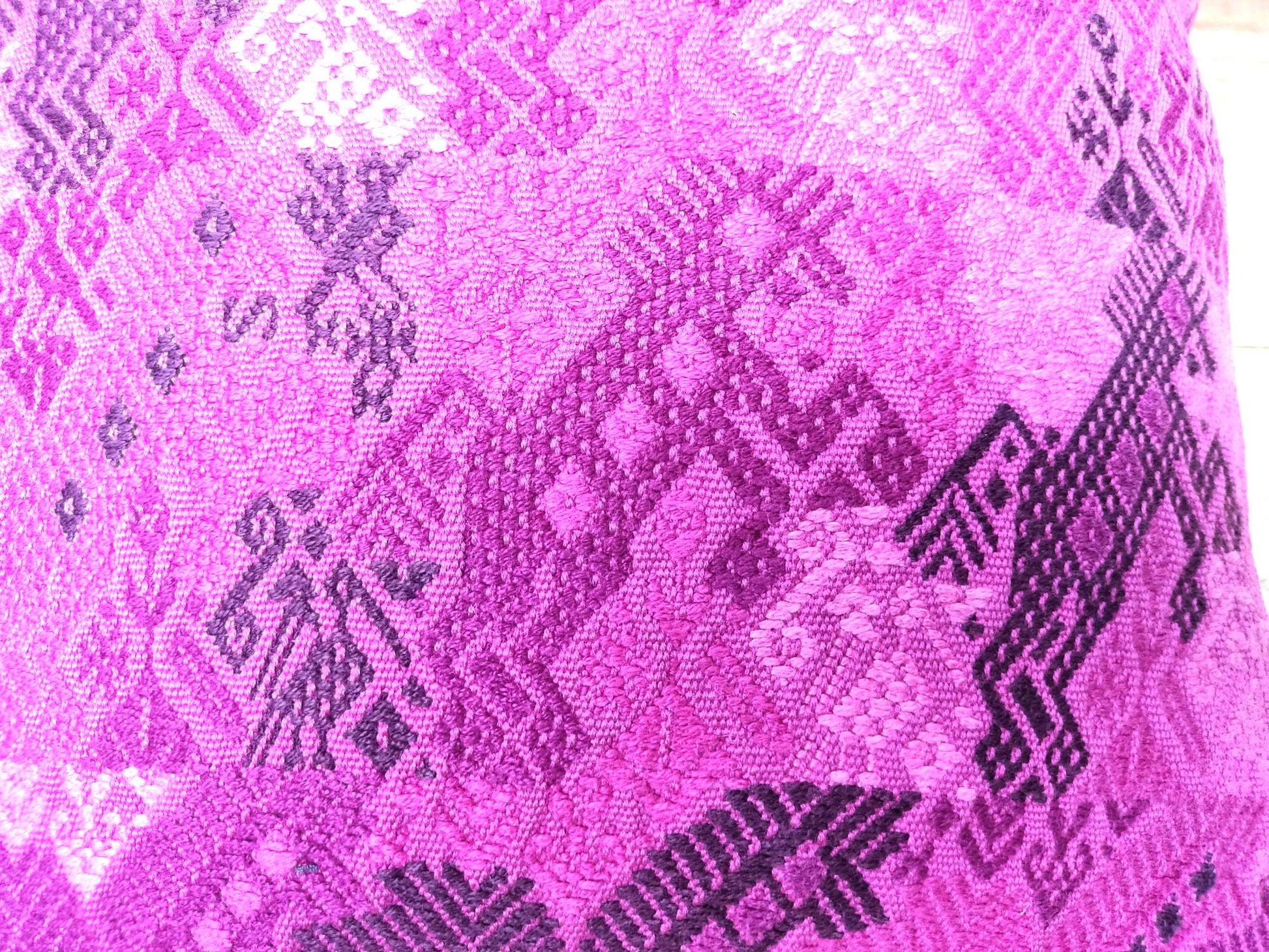 MINI Guatemala Hand Weaved Pillow, MONKEY and Horses Weaved Cushion 16x16, Burgundy NAHUALA Pillow Case