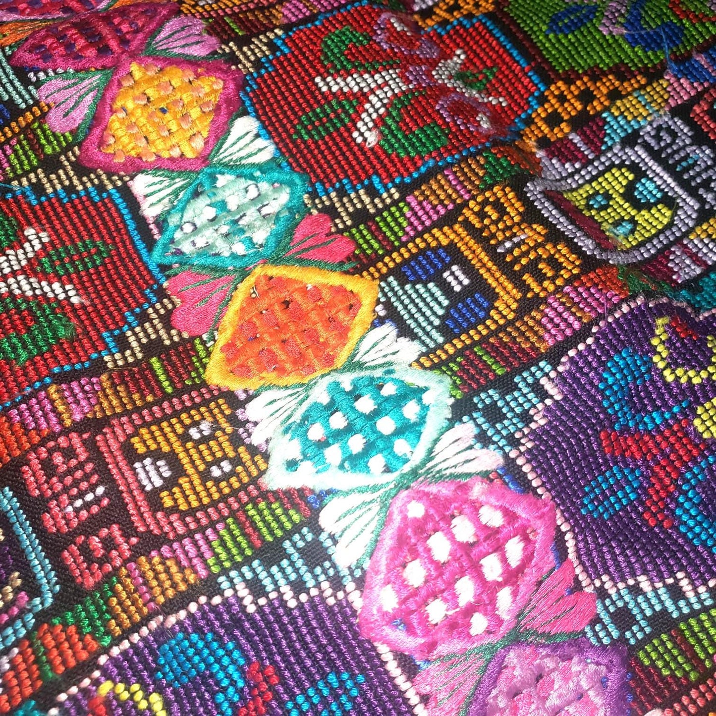 Handmade Guatemala Cotton Fabric: ZUNIL Corte, Mayan STONES Pattern Textil, Fabric Per Yard