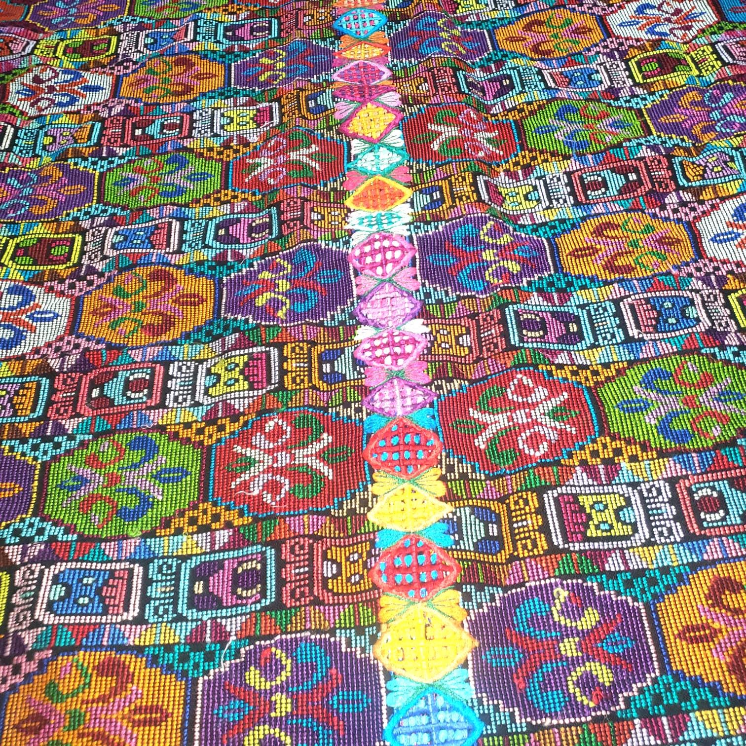 Handmade Guatemala Cotton Fabric: ZUNIL Corte, Mayan STONES Pattern Textil, Fabric Per Yard