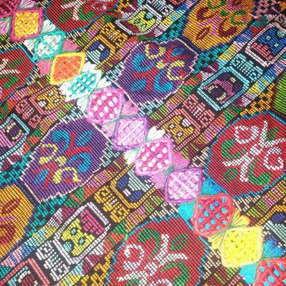 Handmade Guatemala Cotton Fabric: ZUNIL Corte, Mayan STONES Pattern Textil, Fabric Per Yard