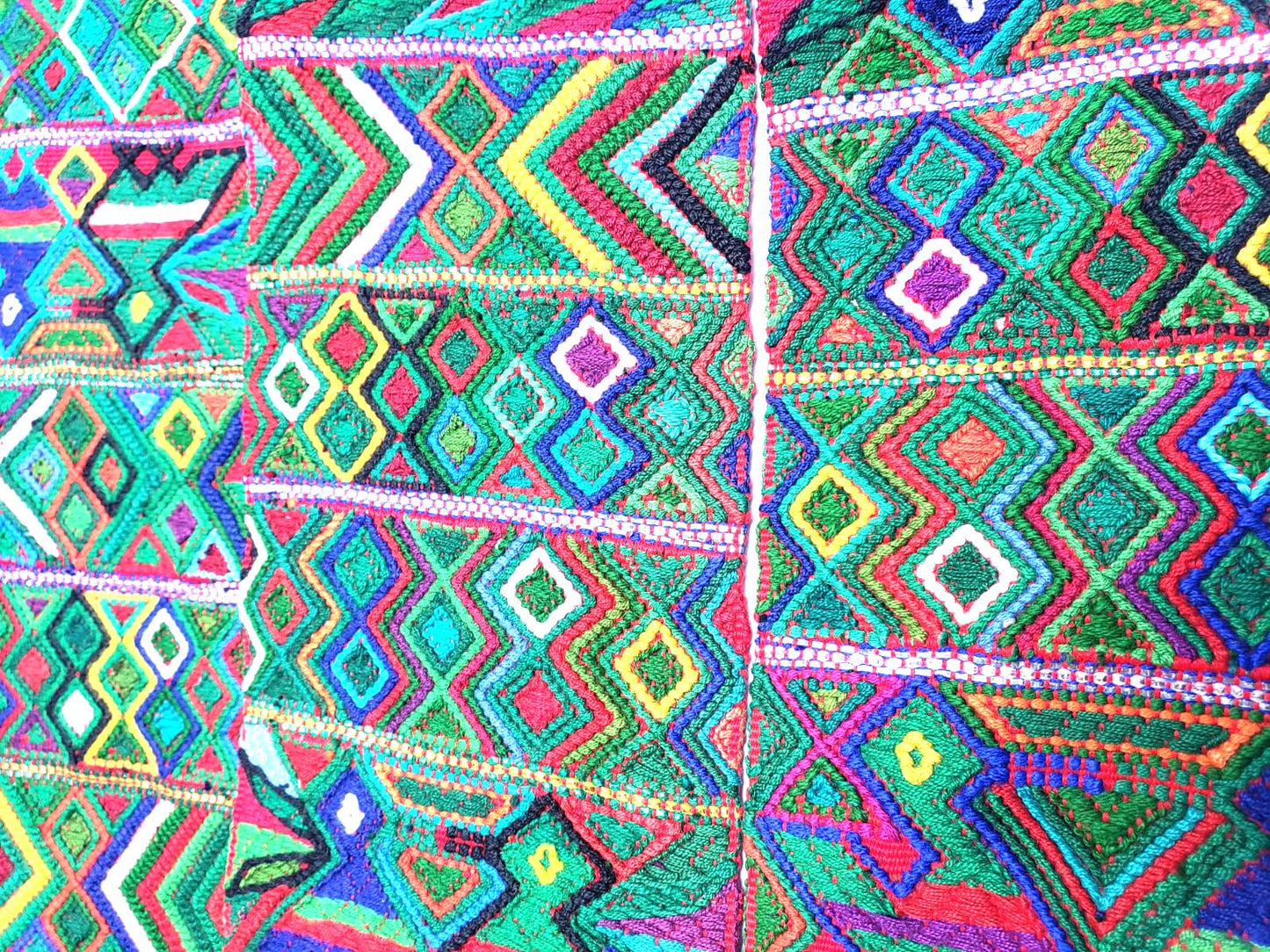 Vintage Red / Green Unique Guatemala Handmade WEAVED Cotton SASH CINTA from Aguacatan