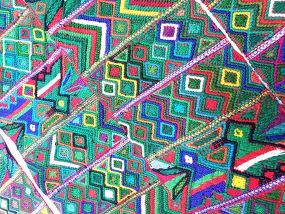 Vintage Red / Green Unique Guatemala Handmade WEAVED Cotton SASH CINTA from Aguacatan